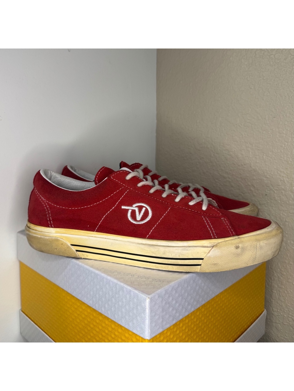 Vintage Vans Red Suede Sneakers Men’s 8.5 Women’s 10 USA Retro Skate Shoes